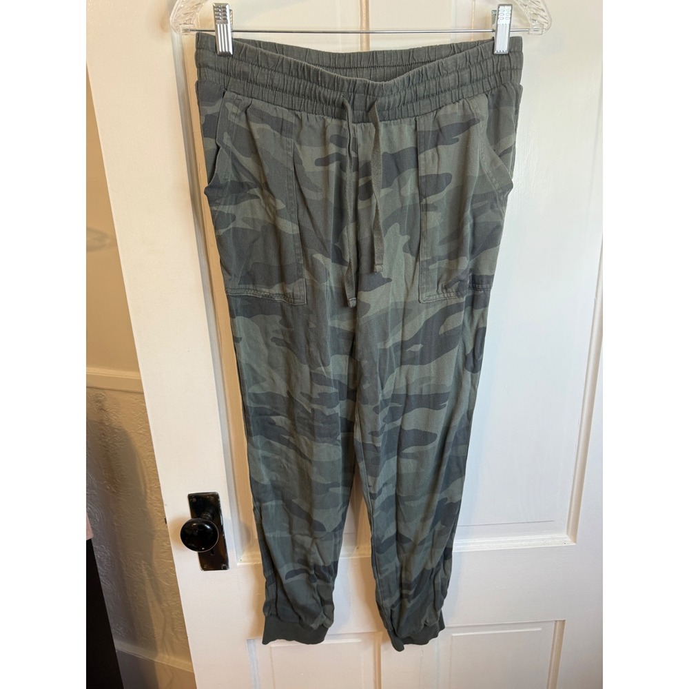 Splendid Camo Joggers Green Grey Rayon Drawstring Cargo Pants Small